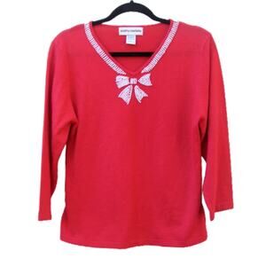 Cathy Daniels Holiday Sweater Pearl Embellished Sm